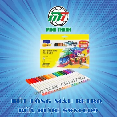 BÚT LÔNG MÀU RETRO RỬA ĐƯỢC SWM-C09 20 MÀU